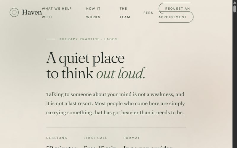 Haven Mind — website preview